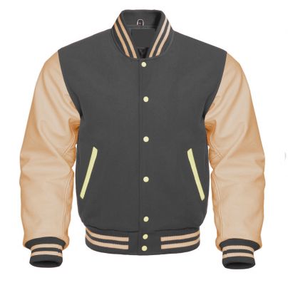 Varsity Jacket Dark Grey Cream